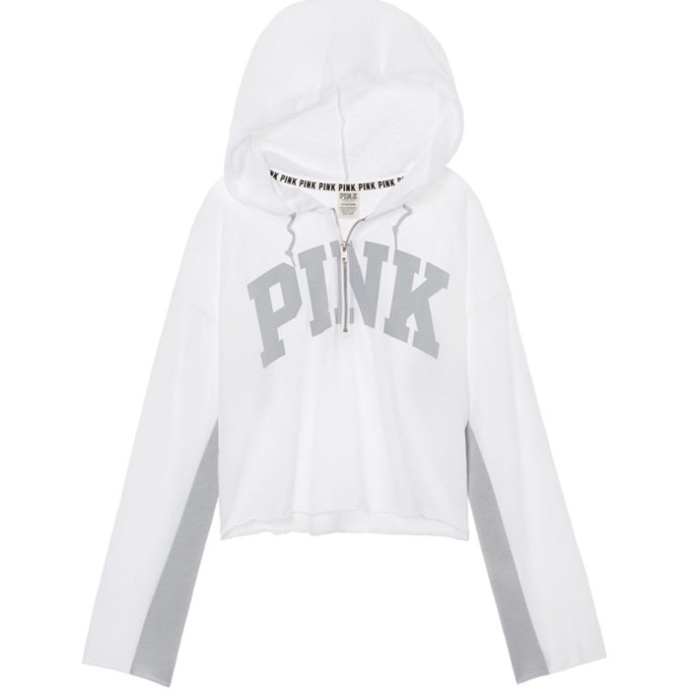 PINK Varsity Cropped Hoodie size: Large